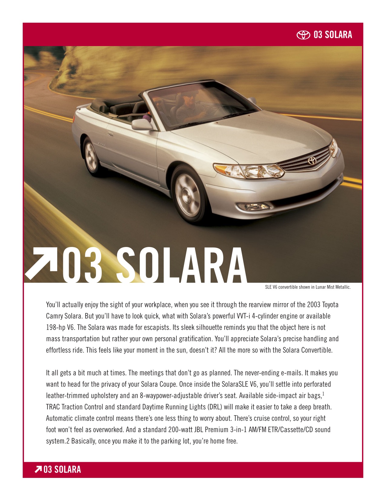 2003 Toyota Solara Brochure Page 3
